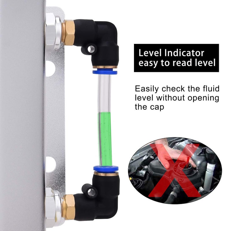 SPEEDWOW Coolant Overflow Tank, Aluminum Radiator Overflow Tank with Teflon Tape & O-ring Gasket, 1 L Universal Reservoir Expansion Tank (Silver) - Image 4